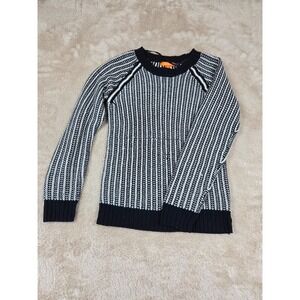 JOE FRESH Womens Black White‎ Geometric Pattern Knit Sweater Long Sleeve S P